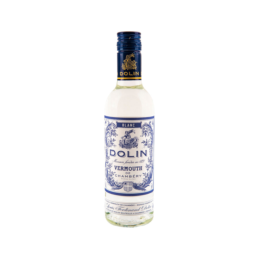 Bottle of Dolin Blanc Vermouth 375ml on a white background