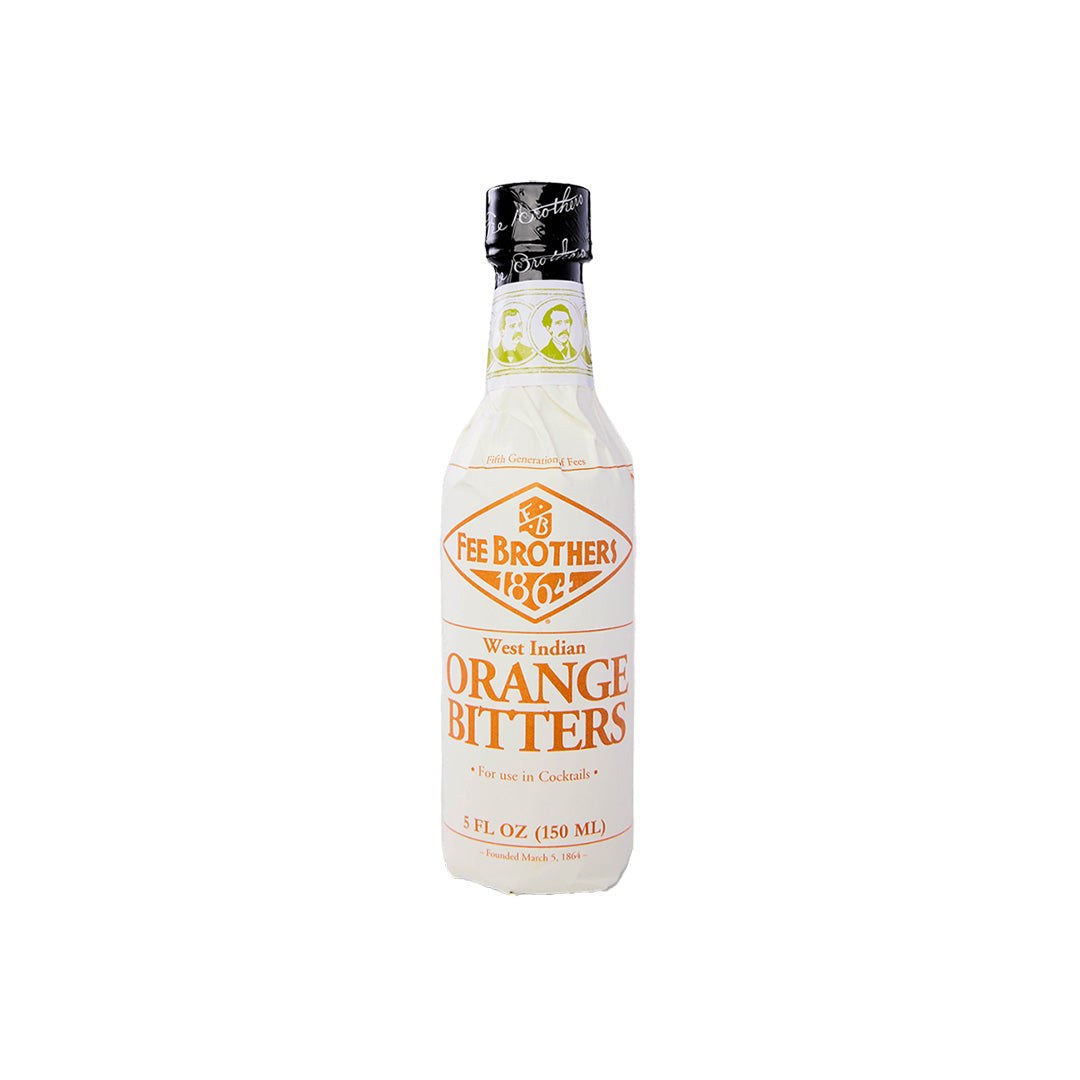 Bottle of Fee Brothers Orange Bitters on a white background