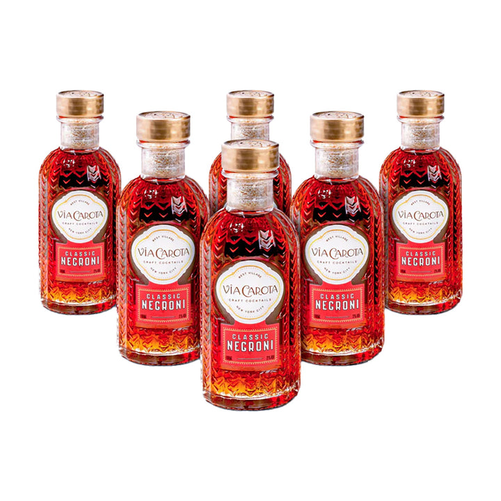Set of six bottles of Via Carocca Classic Necroni on a white background